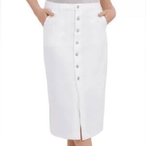 Wrangler Women’s Midi Denim Skirt, White, Sizes 4, 6 & 8 Available, NWT
